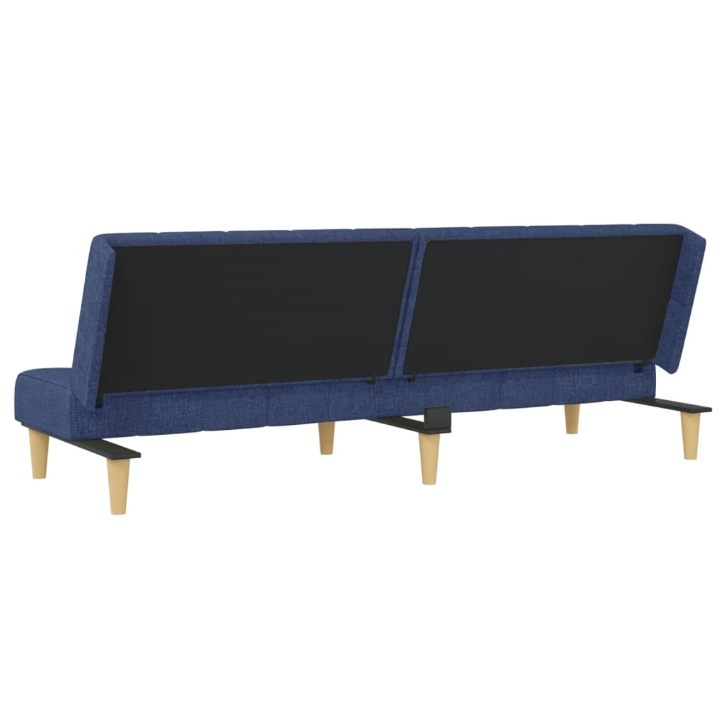 2-seater sofa bed in blue fabric