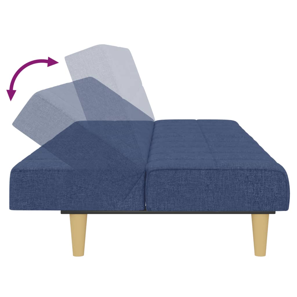 2-seater sofa bed in blue fabric