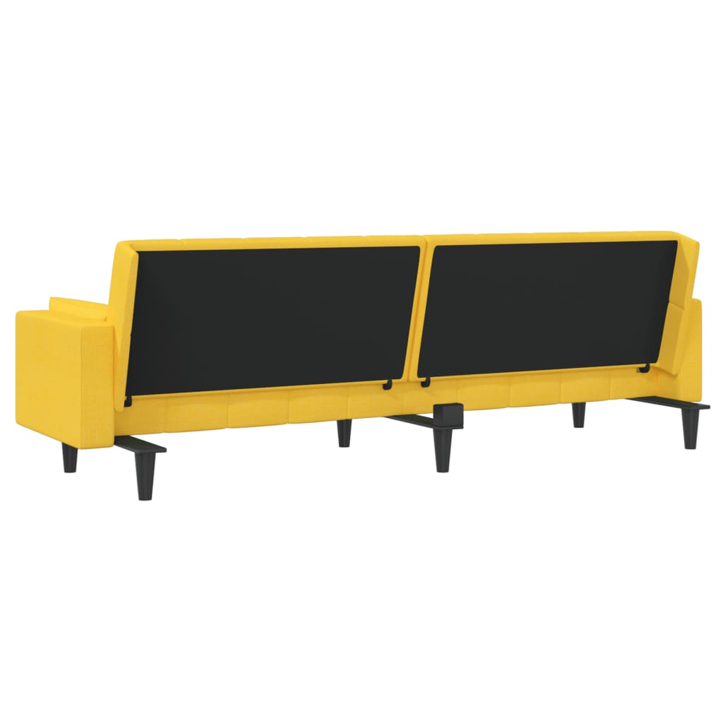 Sofá-cama 2 lugares com duas almofadas tecido amarelo