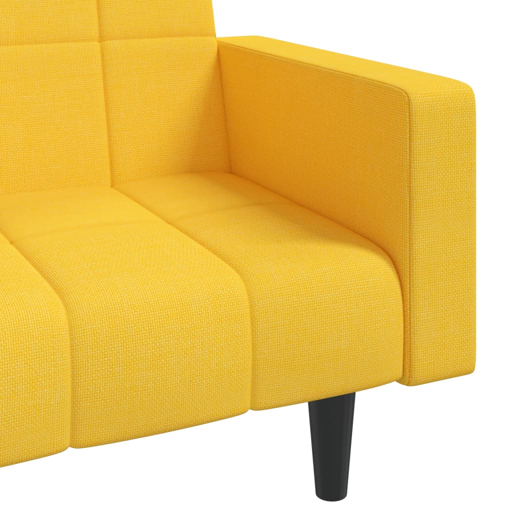 Sofá-cama 2 lugares com duas almofadas tecido amarelo