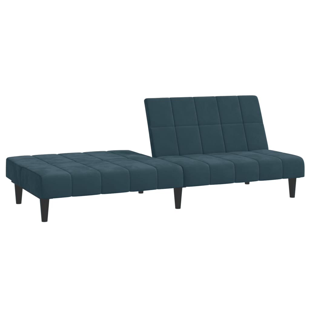2-seater blue velvet sofa bed