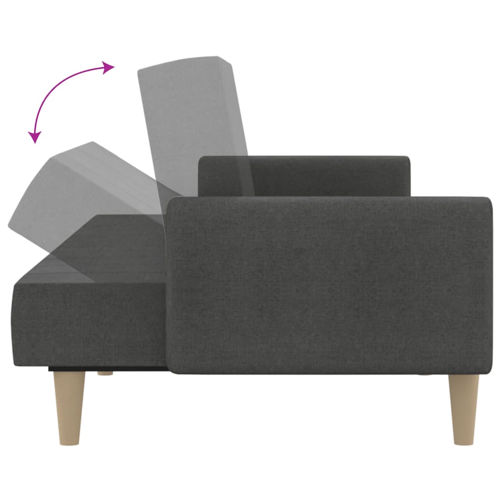 2-seater sofa bed in dark grey fabric