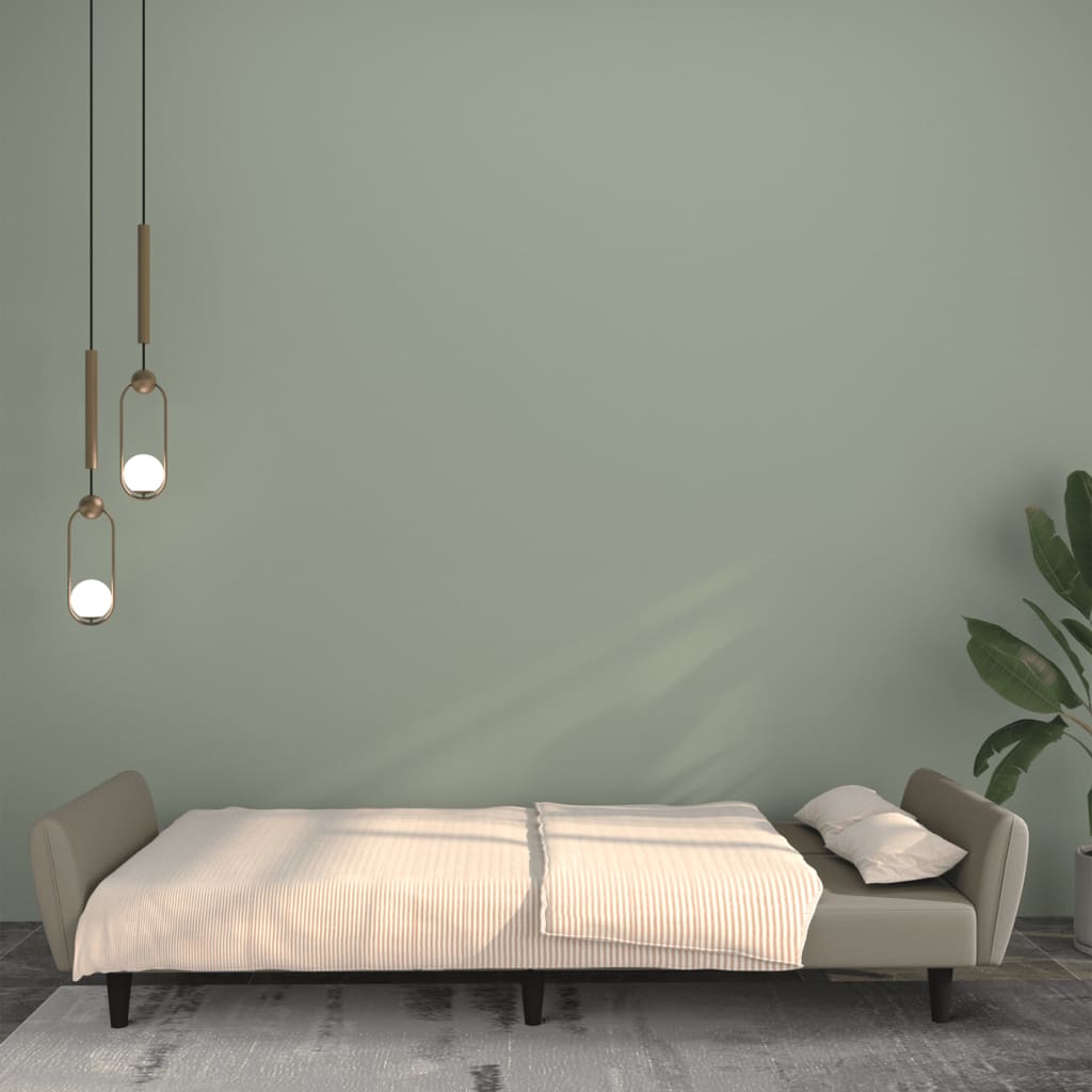 Light grey velvet 2-seater sofa bed