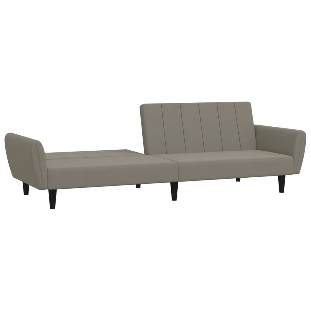 Light grey velvet 2-seater sofa bed
