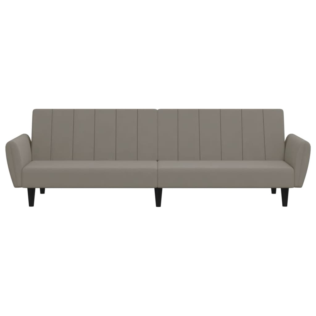 Light grey velvet 2-seater sofa bed