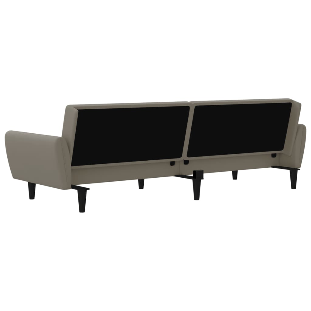 Light grey velvet 2-seater sofa bed