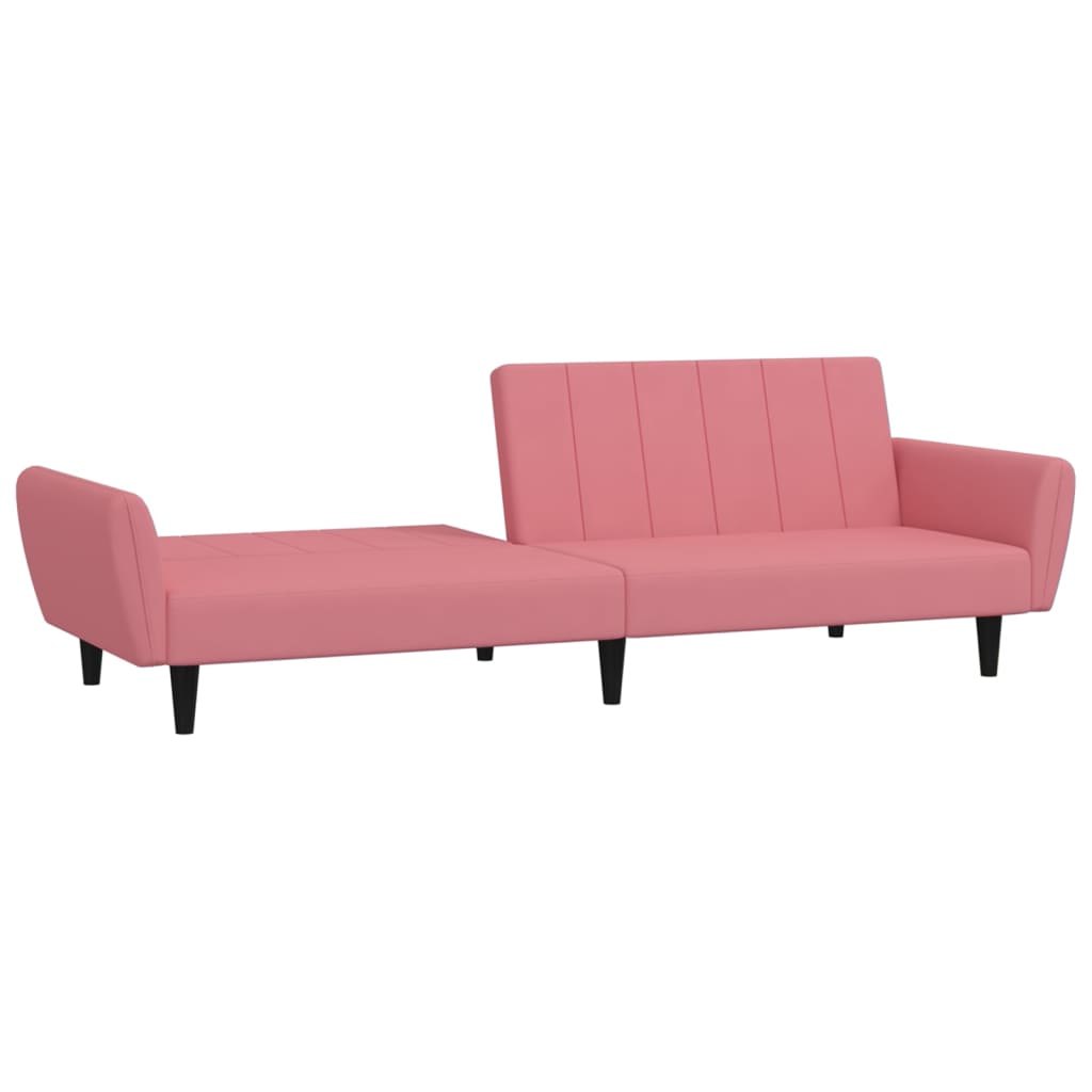 Sofá-cama de 2 lugares veludo rosa