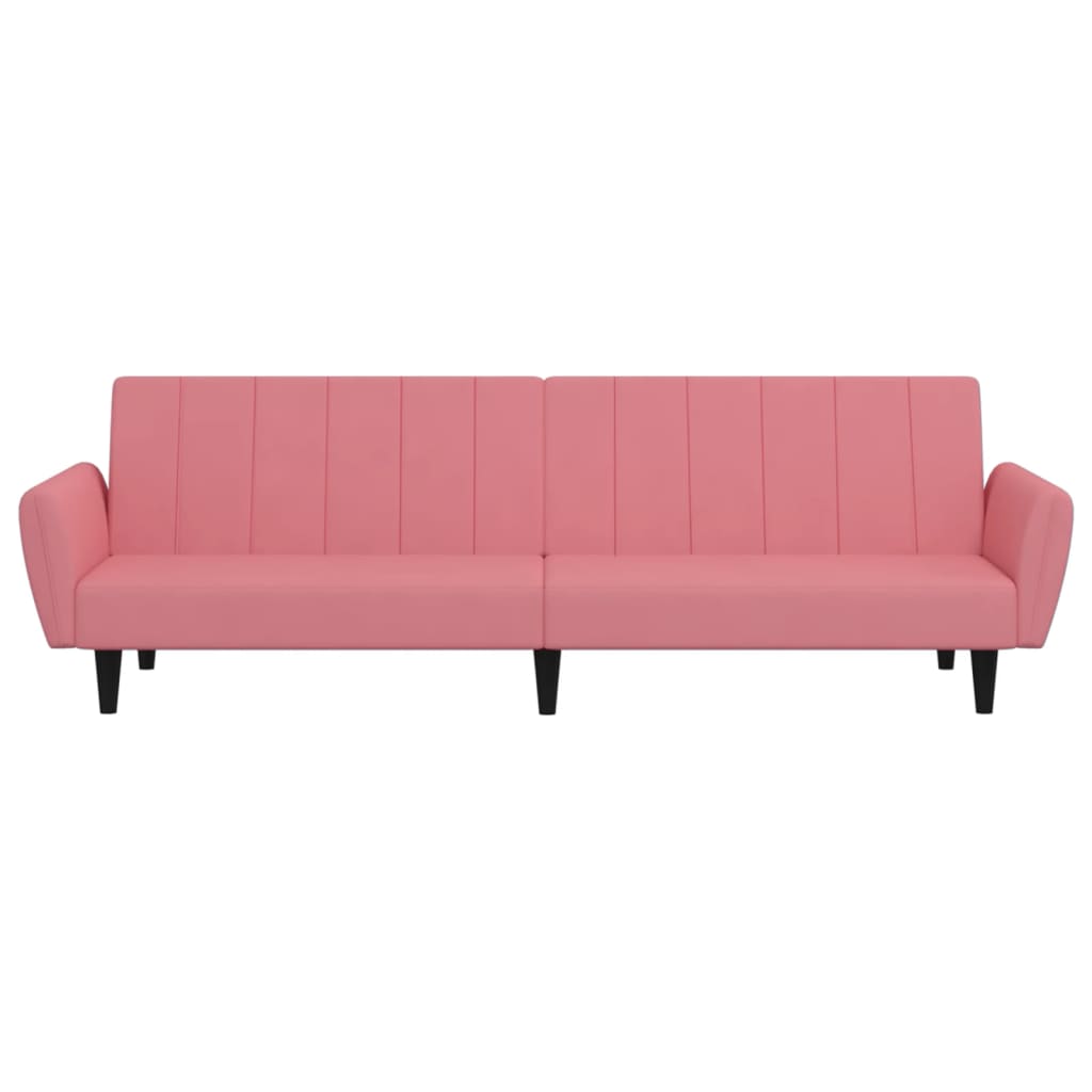 Sofá-cama de 2 lugares veludo rosa