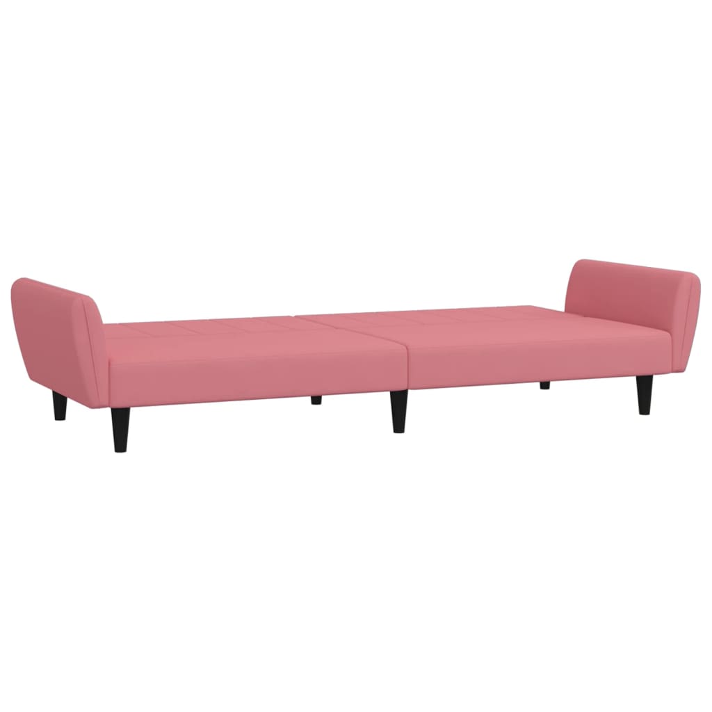 Sofá-cama de 2 lugares veludo rosa
