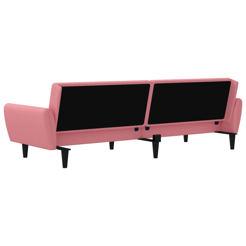 Sofá-cama de 2 lugares veludo rosa
