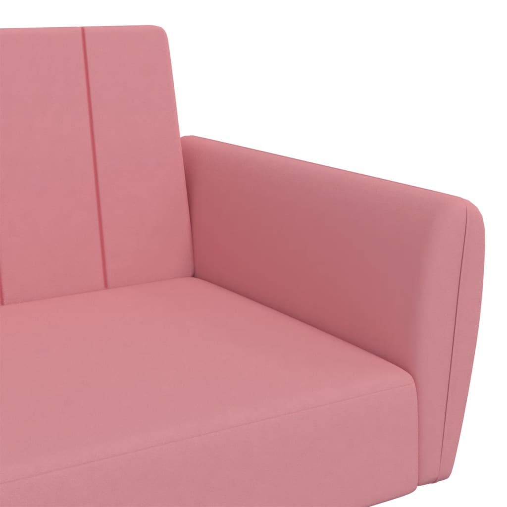 Sofá-cama de 2 lugares veludo rosa