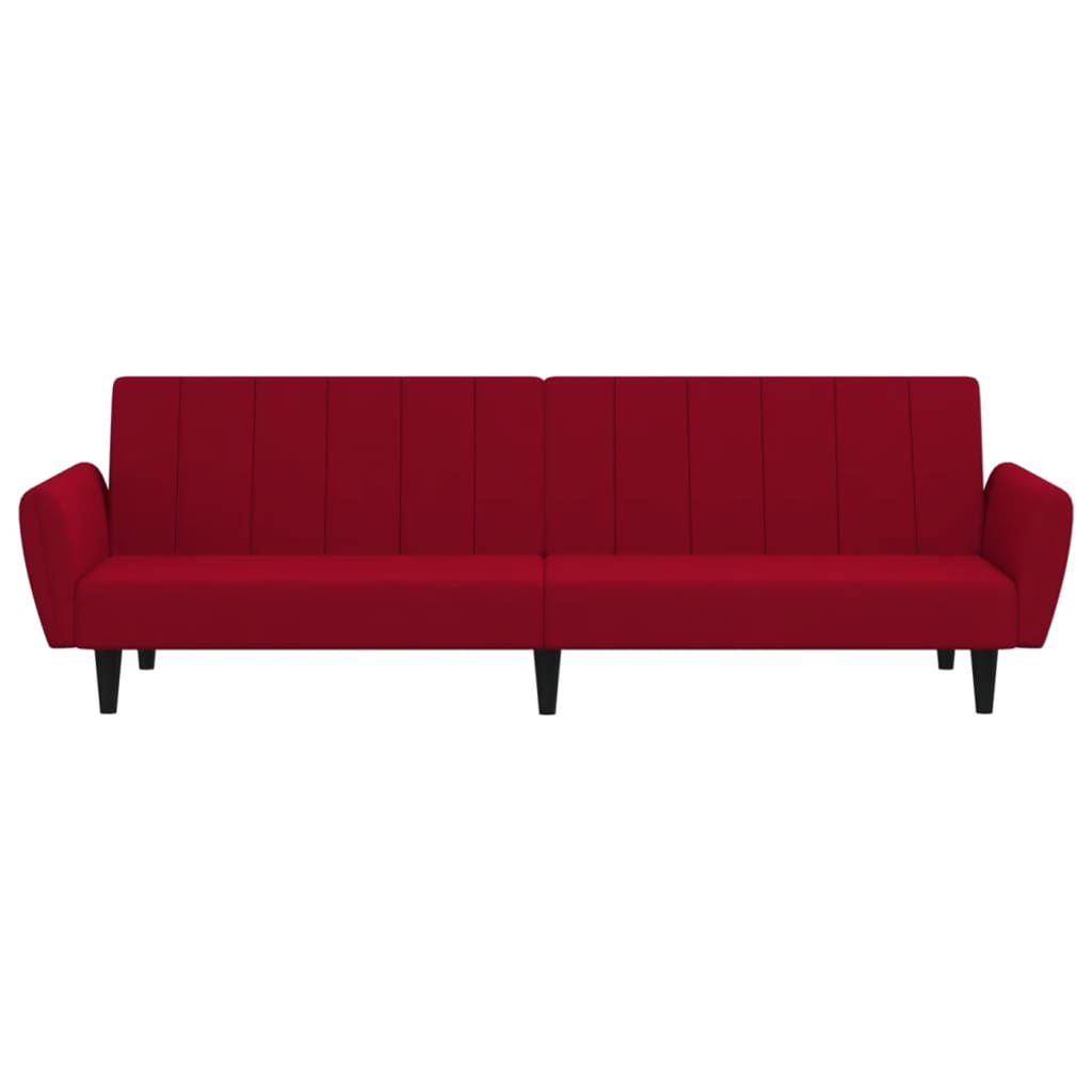 Sofá-cama de 2 lugares veludo vermelho tinto