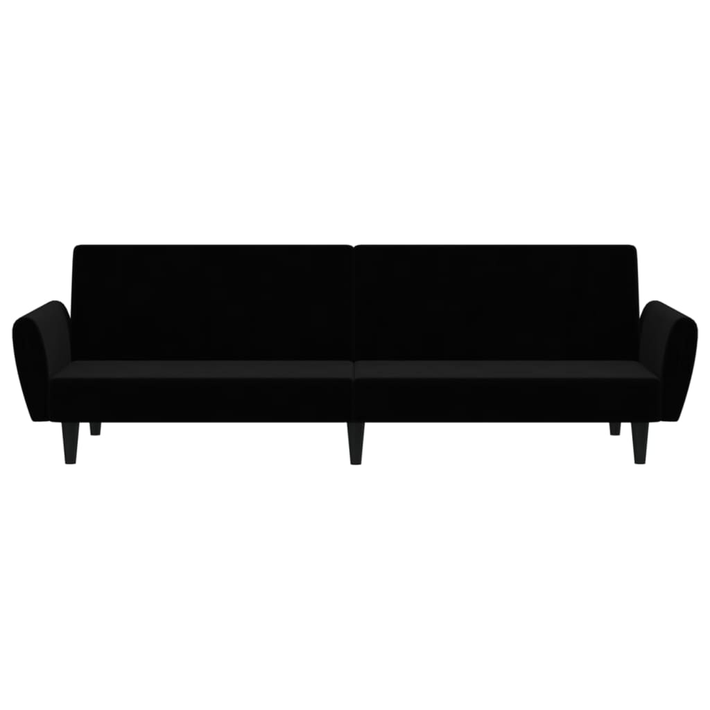 2-seater black velvet sofa bed