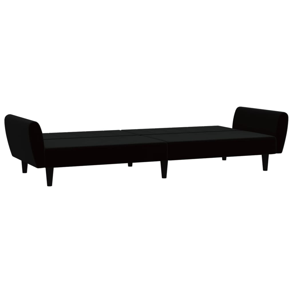 2-seater black velvet sofa bed