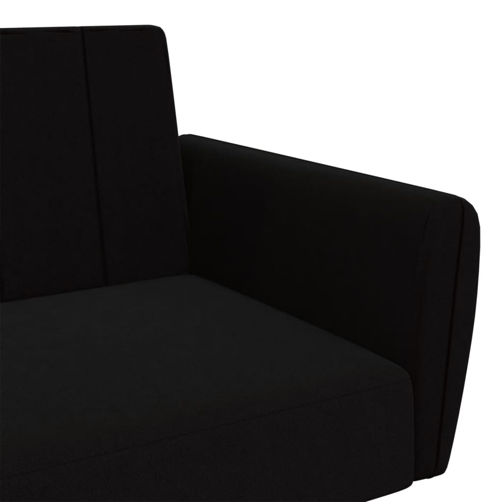 2-seater black velvet sofa bed