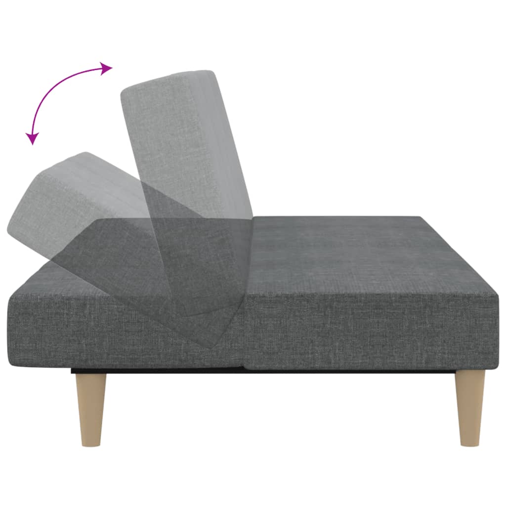 2-seater sofa bed in light grey fabric