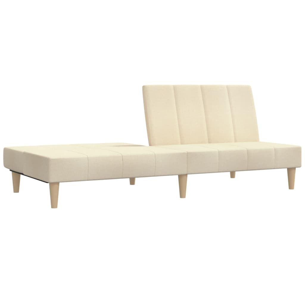 2-seater sofa bed in cream-colored fabric