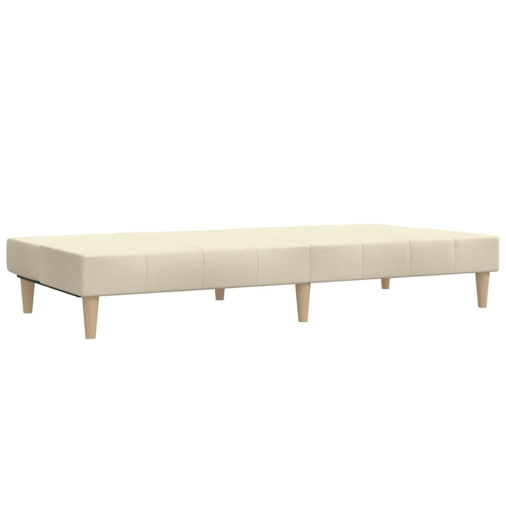 2-seater sofa bed in cream-colored fabric