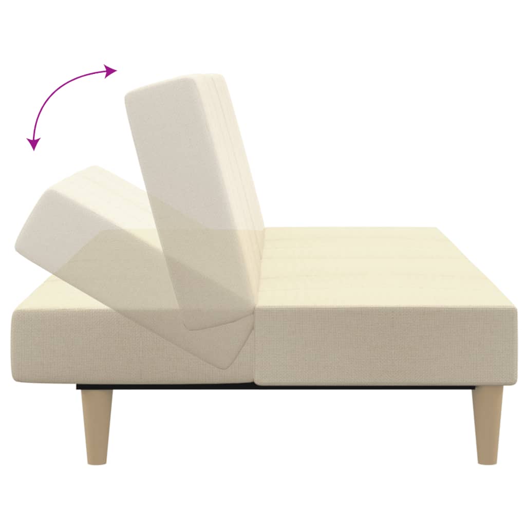 2-seater sofa bed in cream-colored fabric