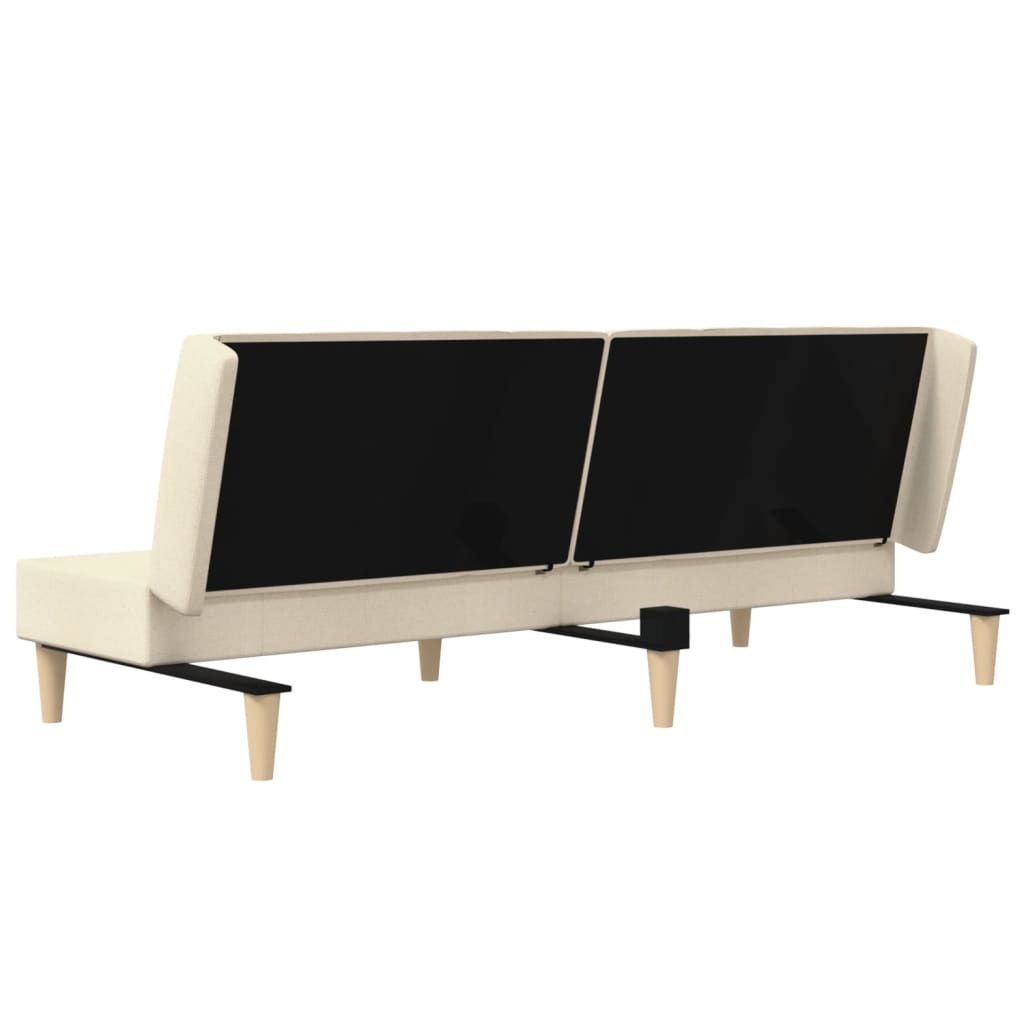 2-seater sofa bed in cream-colored fabric