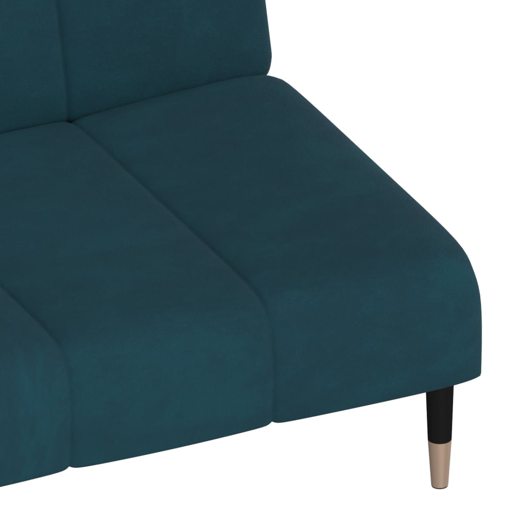 2-seater blue velvet sofa bed