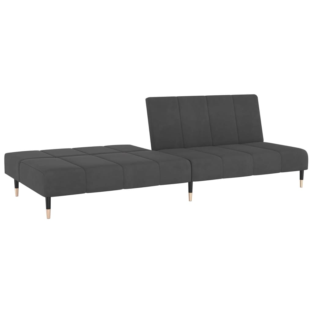 Dark grey velvet 2-seater sofa bed