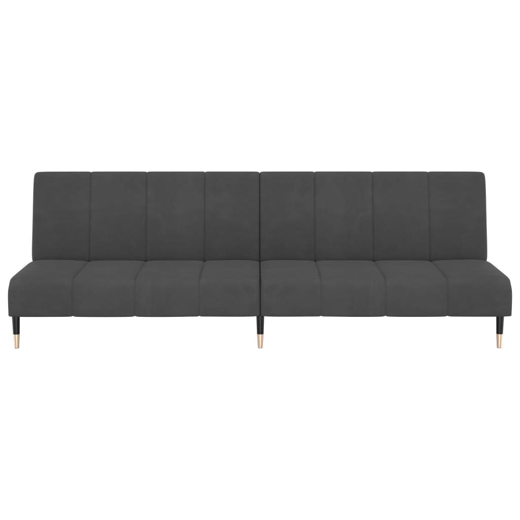 Dark grey velvet 2-seater sofa bed