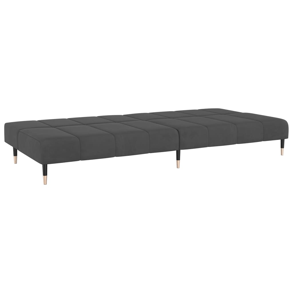 Dark grey velvet 2-seater sofa bed