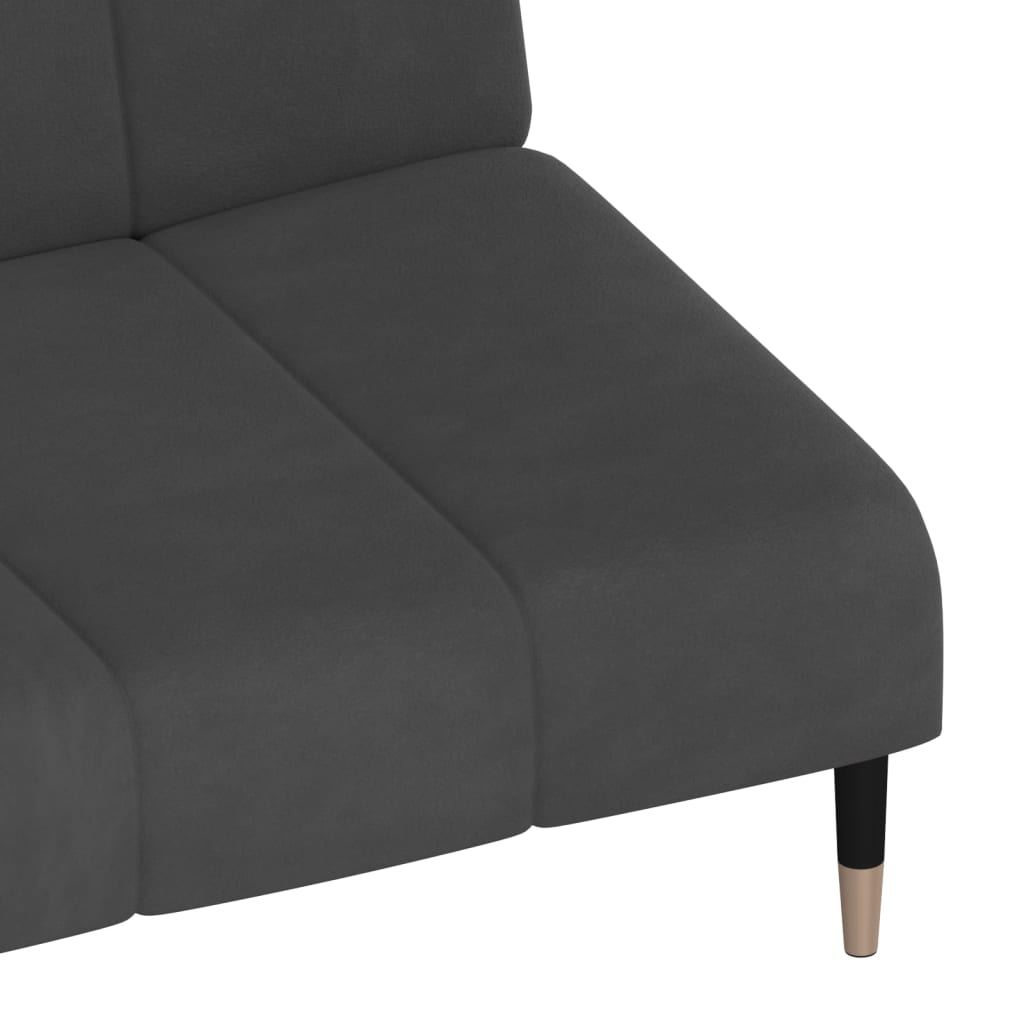Dark grey velvet 2-seater sofa bed