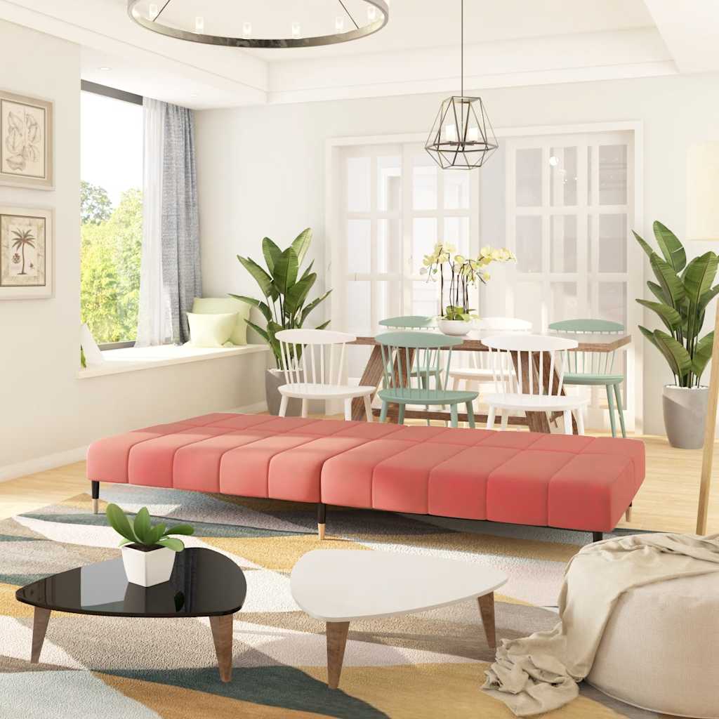 Sofá-cama de 2 lugares veludo rosa