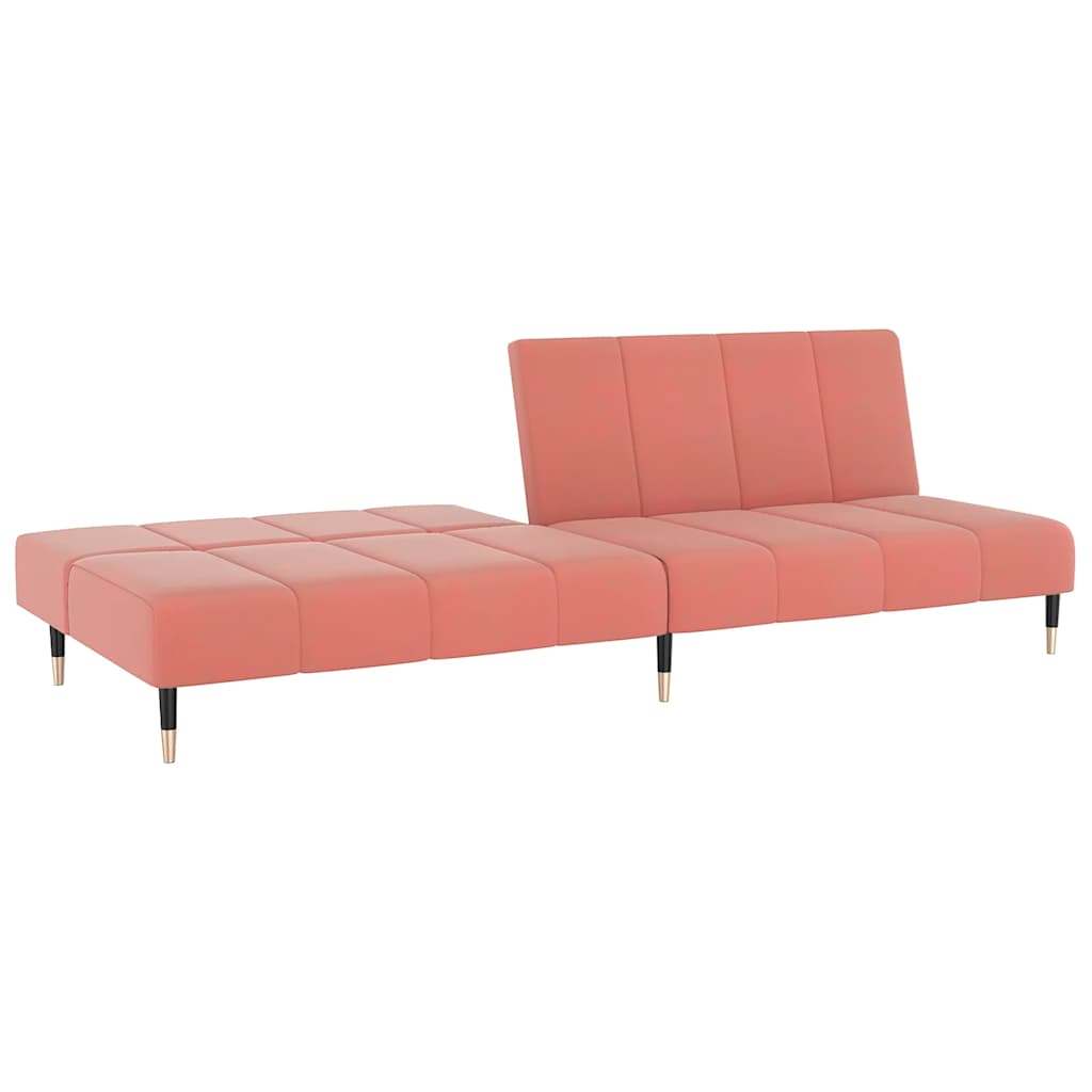 Sofá-cama de 2 lugares veludo rosa