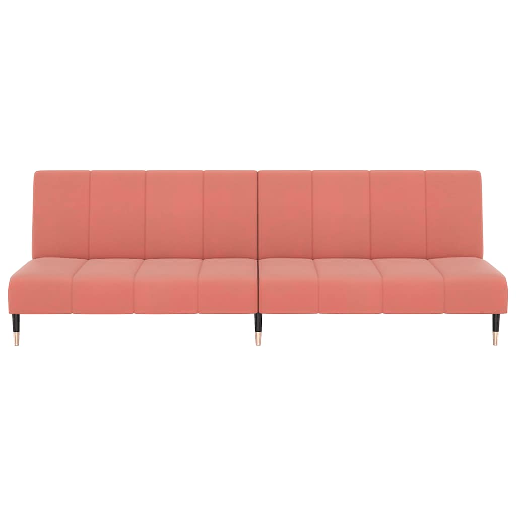 Sofá-cama de 2 lugares veludo rosa