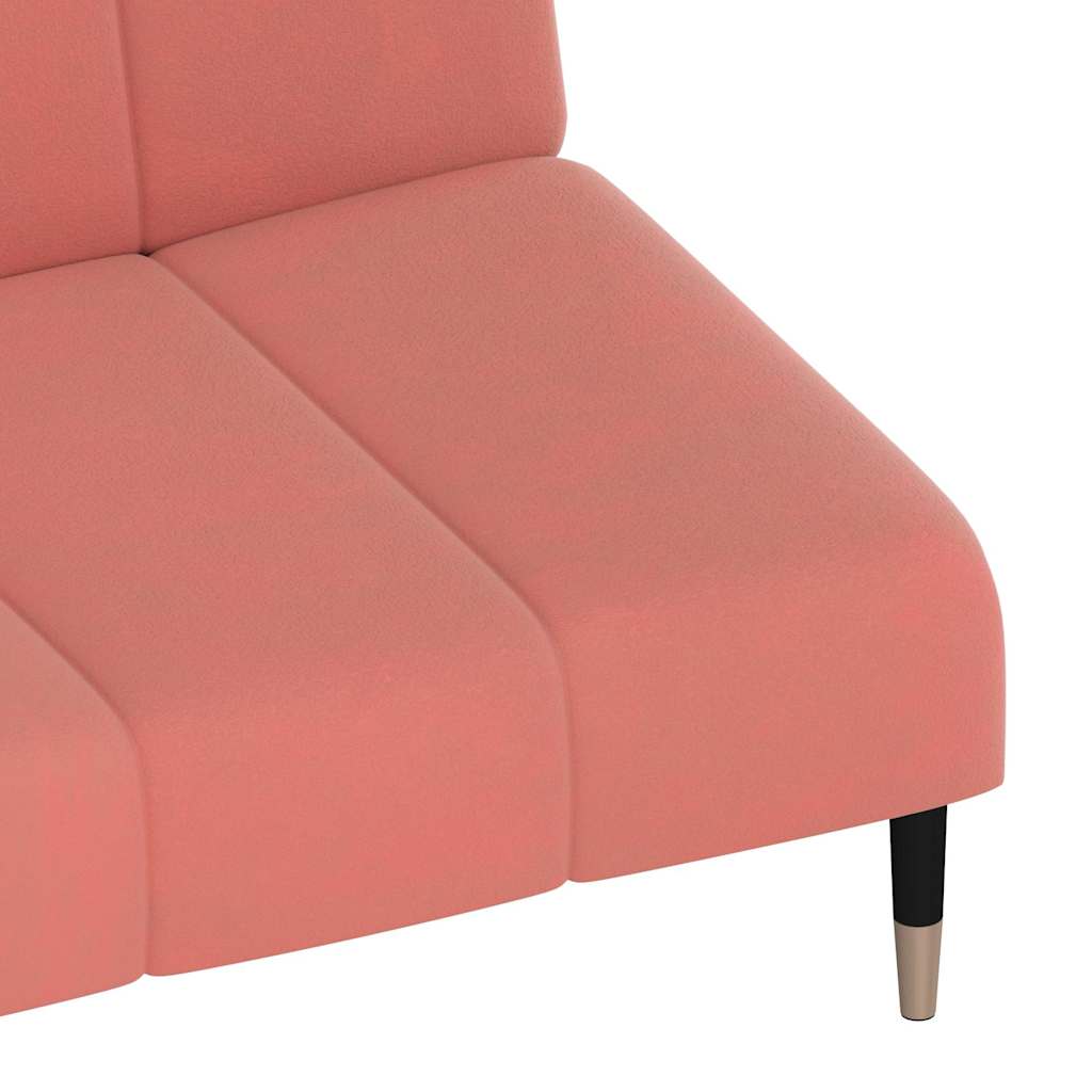 Sofá-cama de 2 lugares veludo rosa
