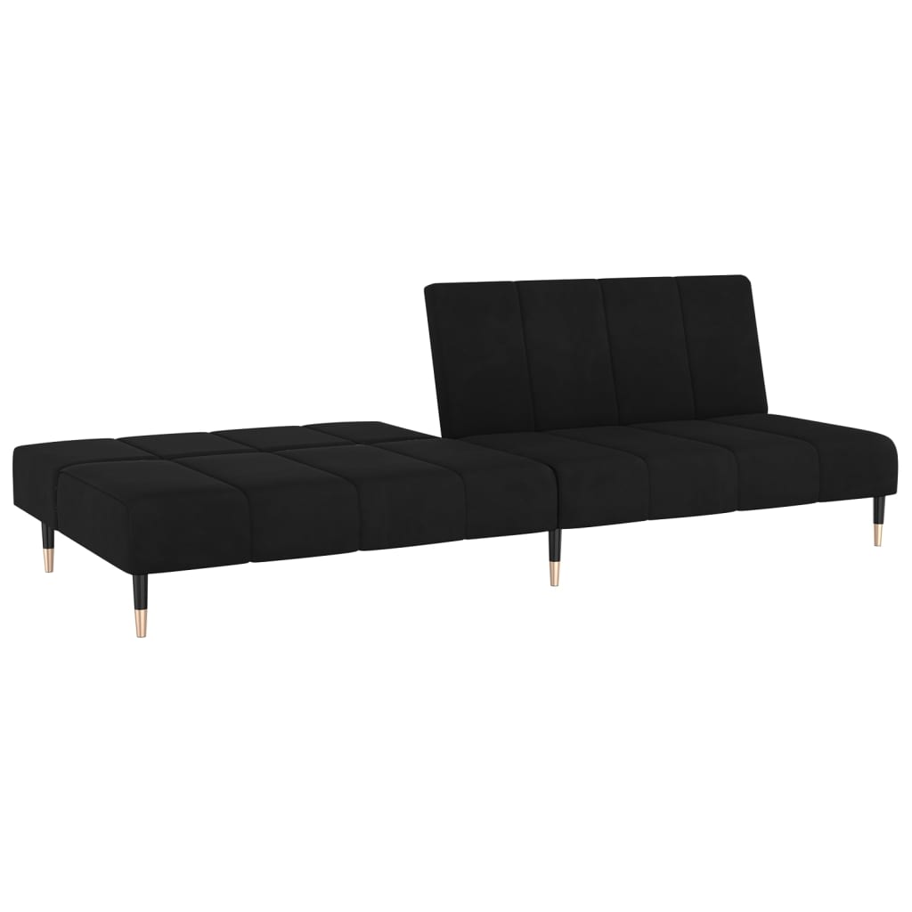 2-seater black velvet sofa bed