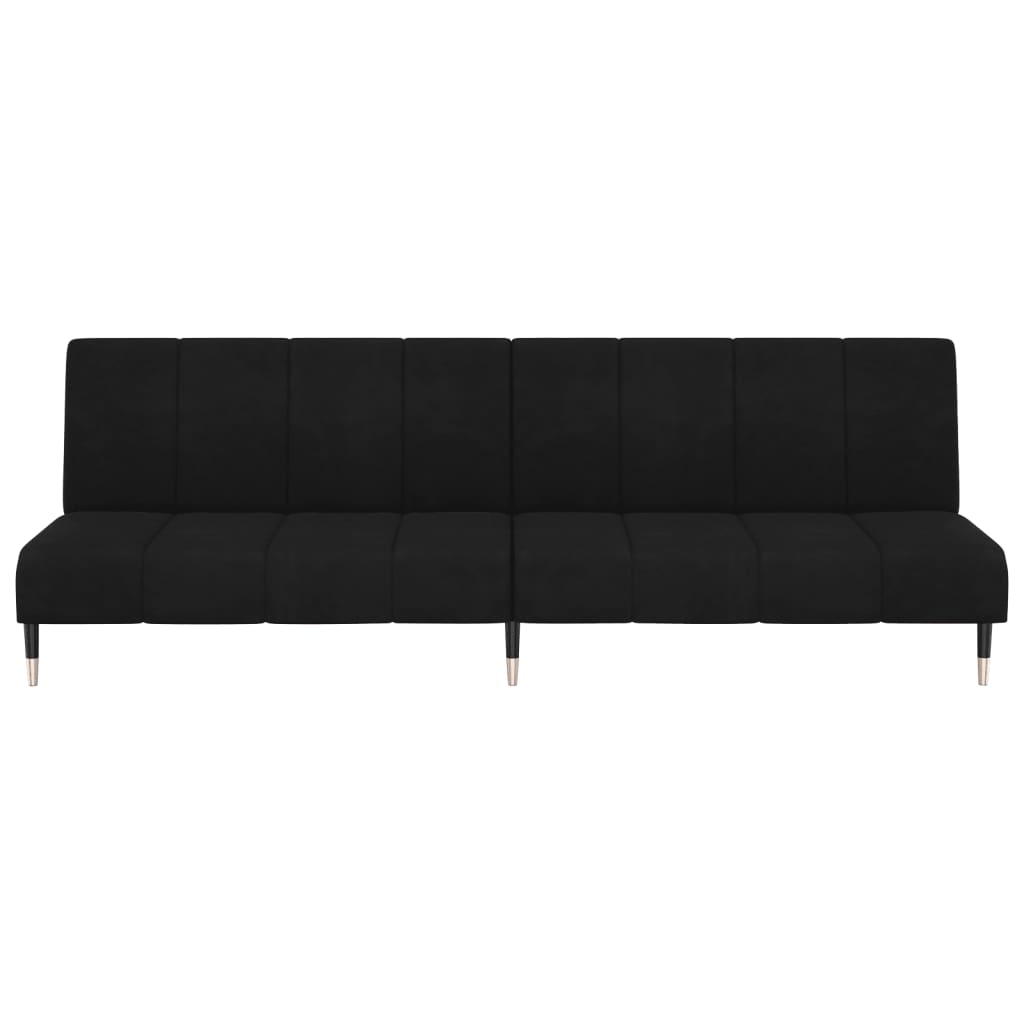 2-seater black velvet sofa bed