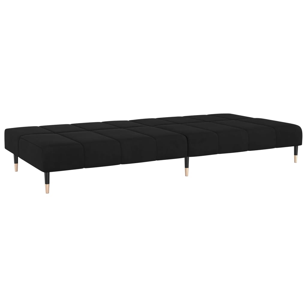2-seater black velvet sofa bed