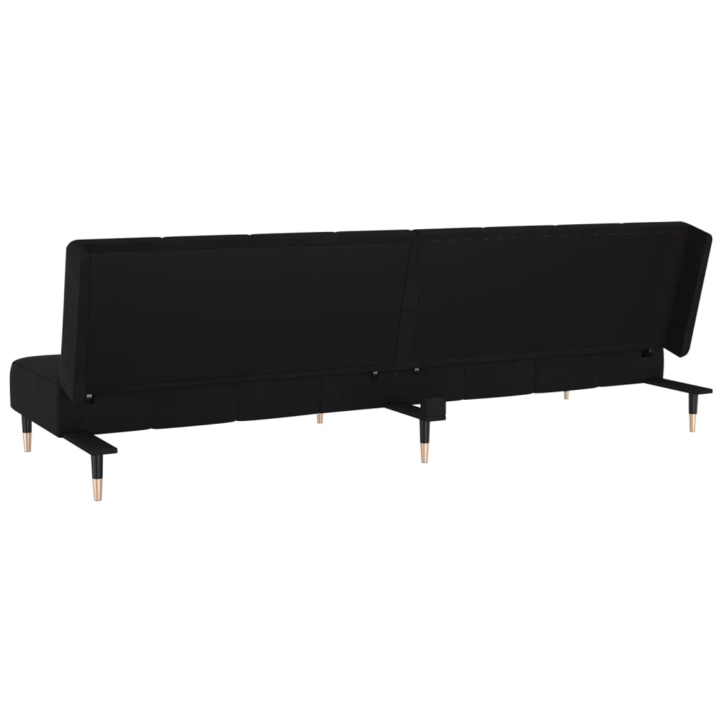 2-seater black velvet sofa bed