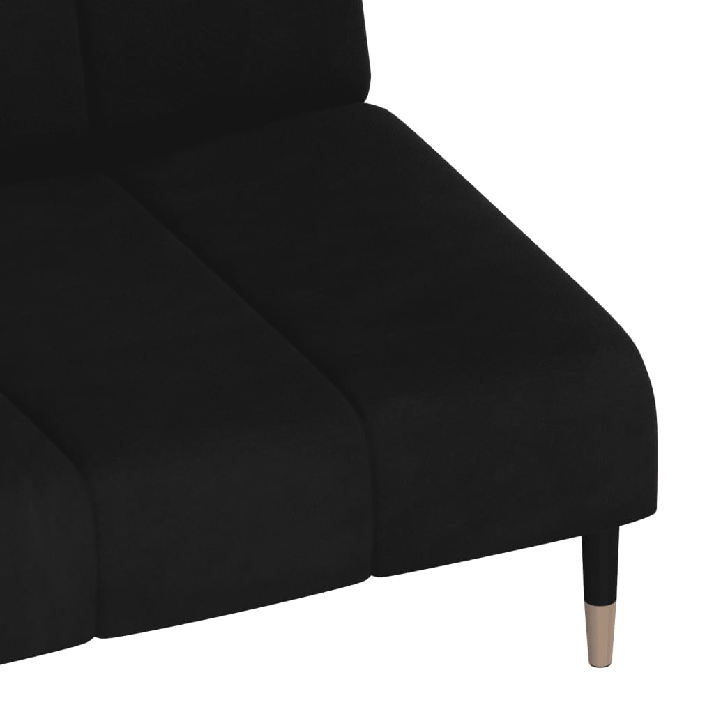 2-seater black velvet sofa bed