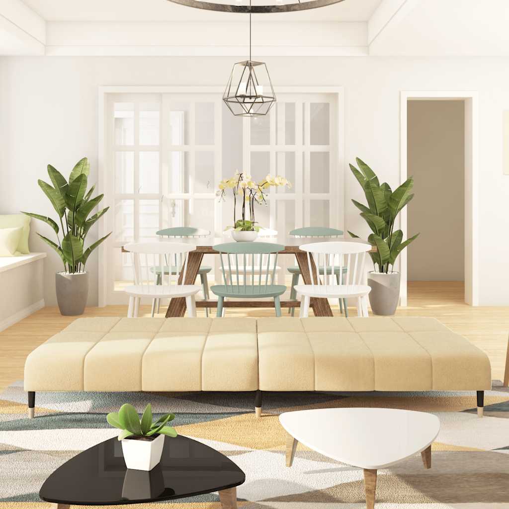 2-seater cream velvet sofa bed