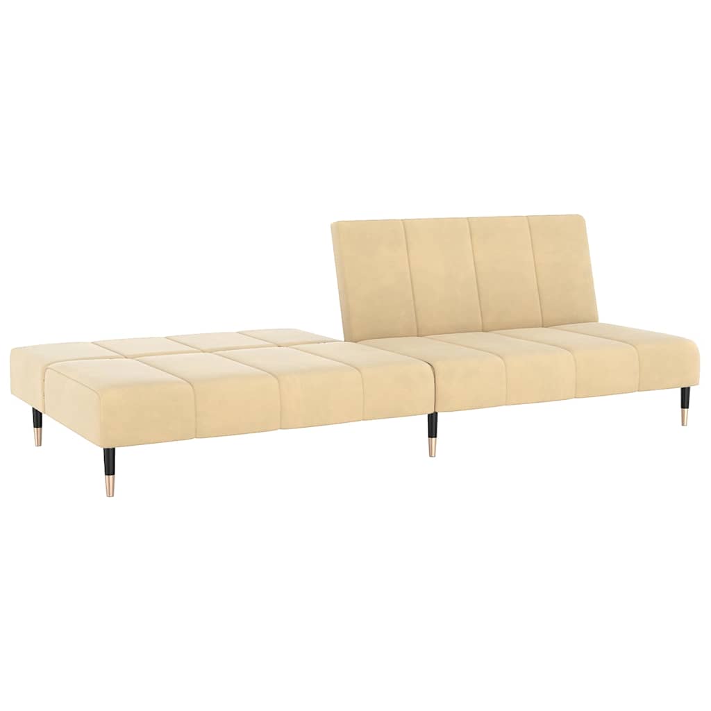 2-seater cream velvet sofa bed