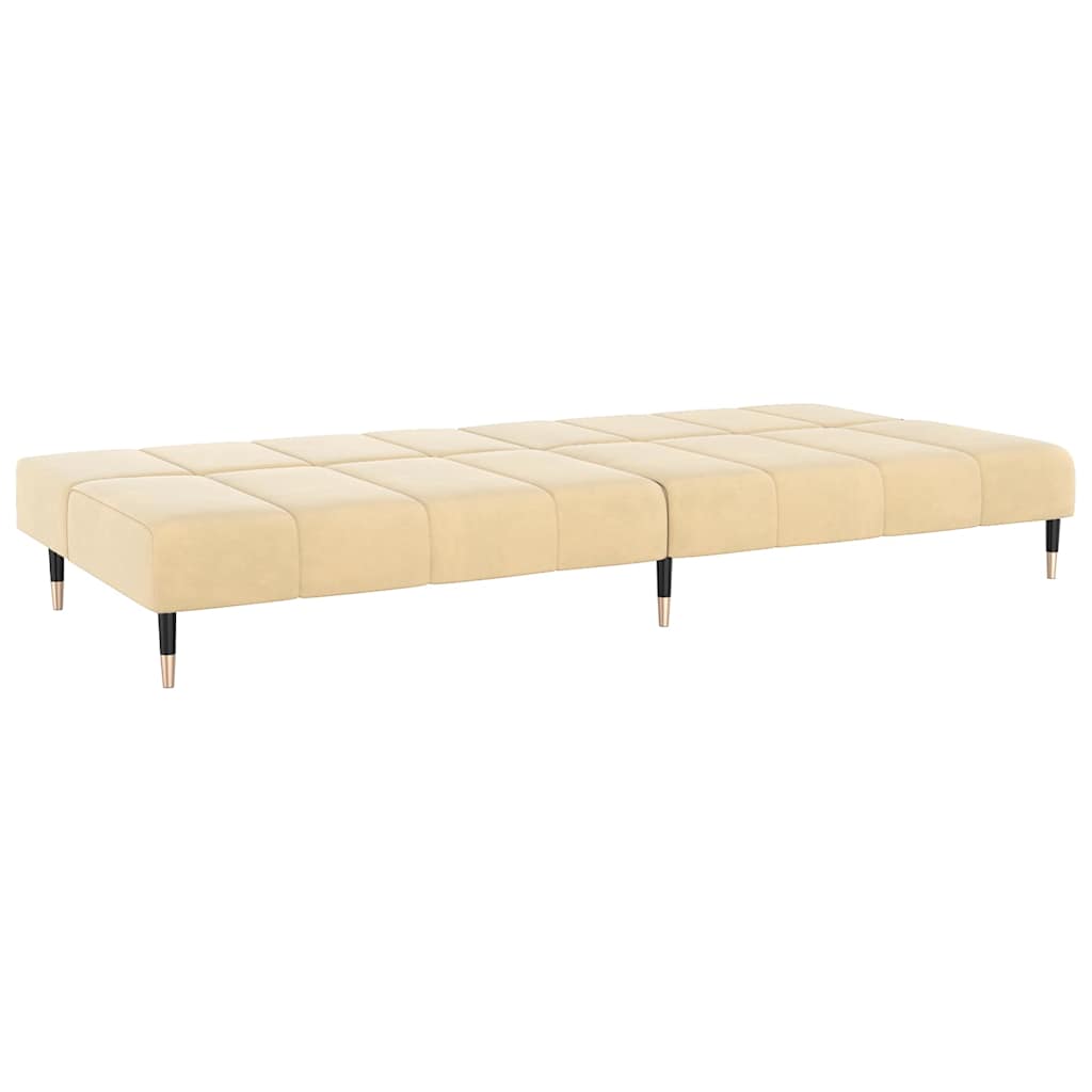 2-seater cream velvet sofa bed