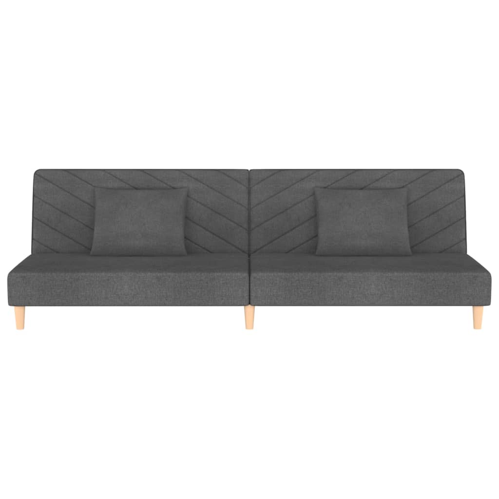 Sofá-cama 2 lugares com duas almofadas tecido cinzento-escuro