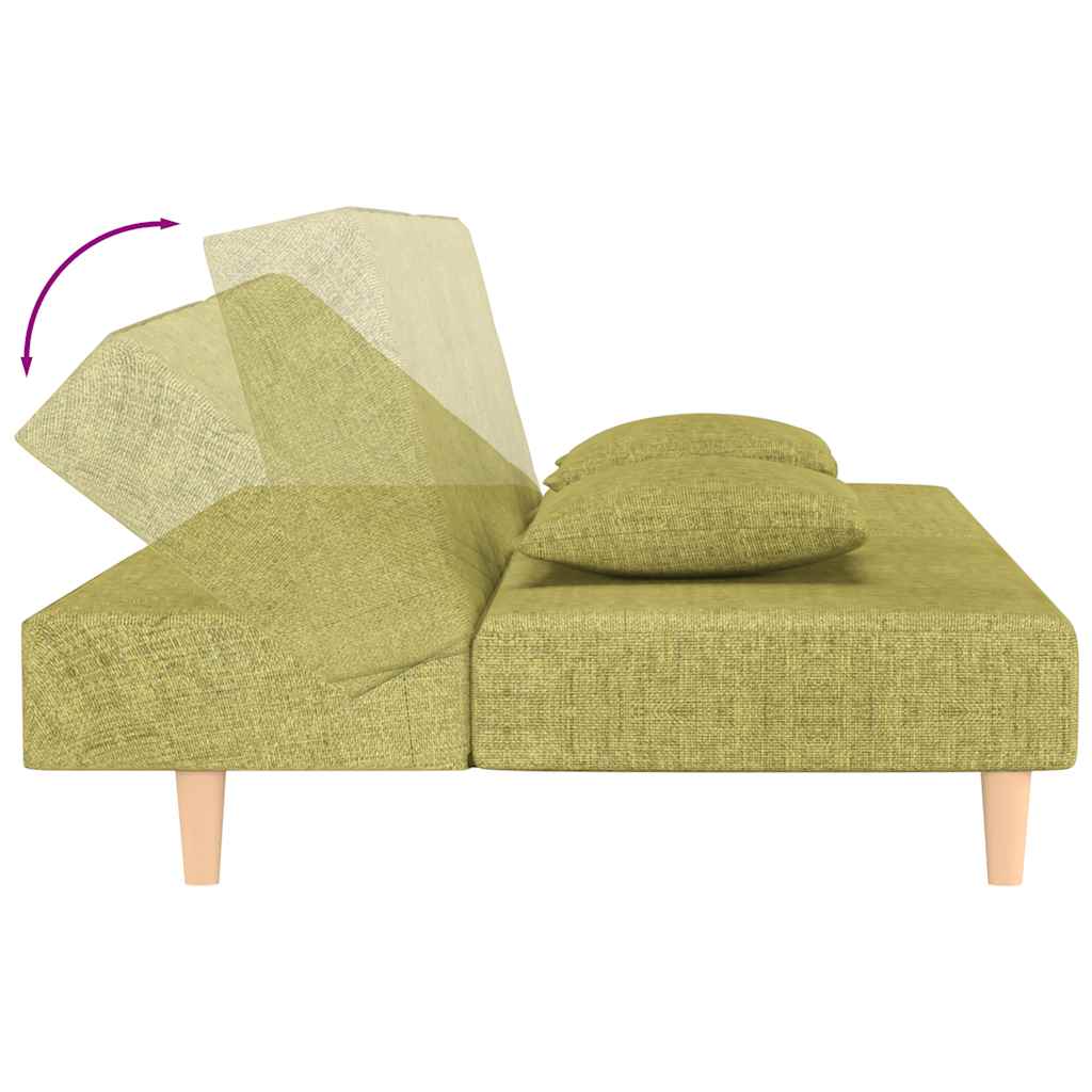 Sofá-cama 2 lugares com duas almofadas tecido verde