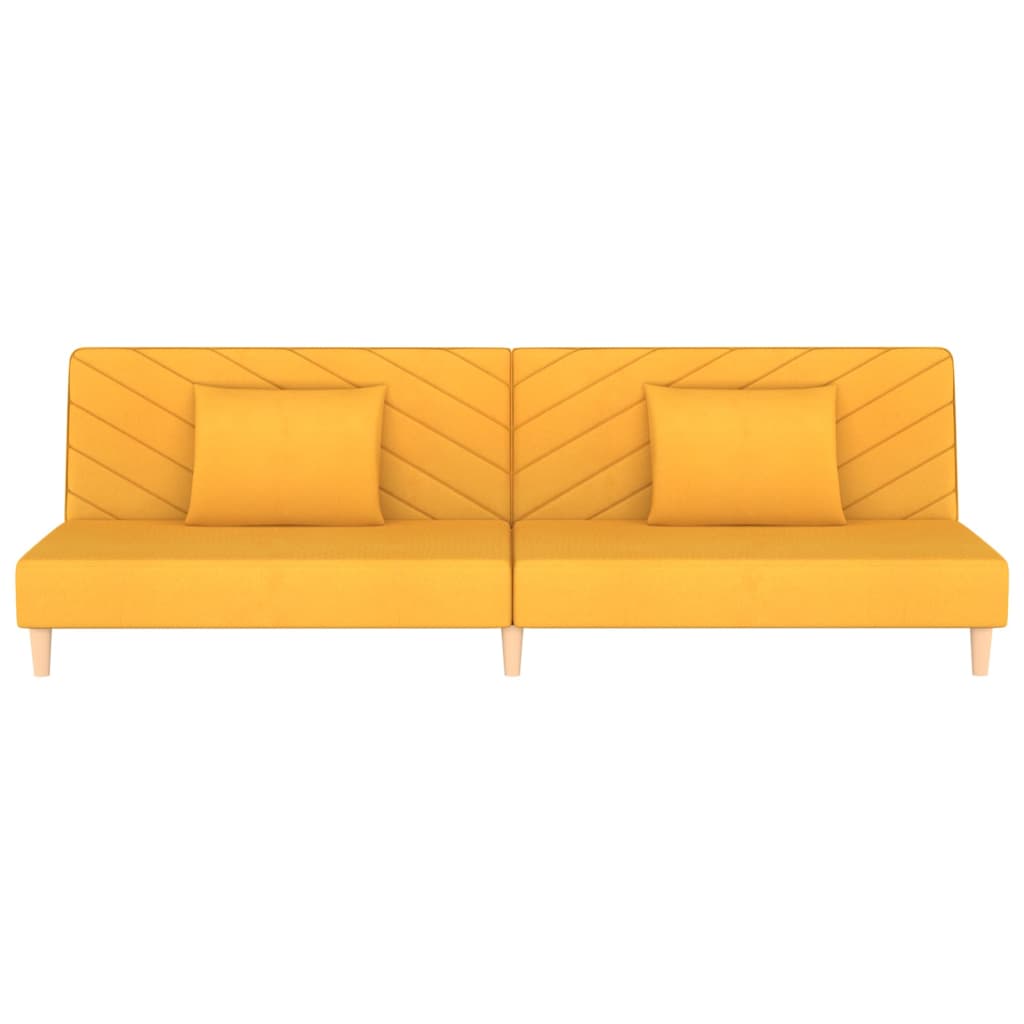 Sofá-cama 2 lugares com duas almofadas tecido amarelo