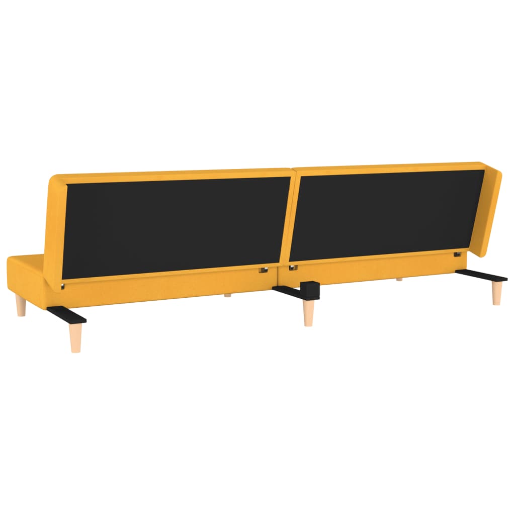 Sofá-cama 2 lugares com duas almofadas tecido amarelo