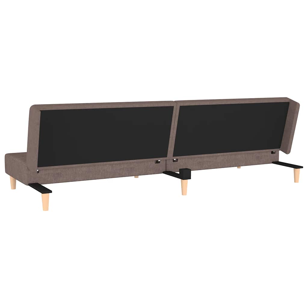 2-seater sofa bed with two cushions in grey-brown fabric