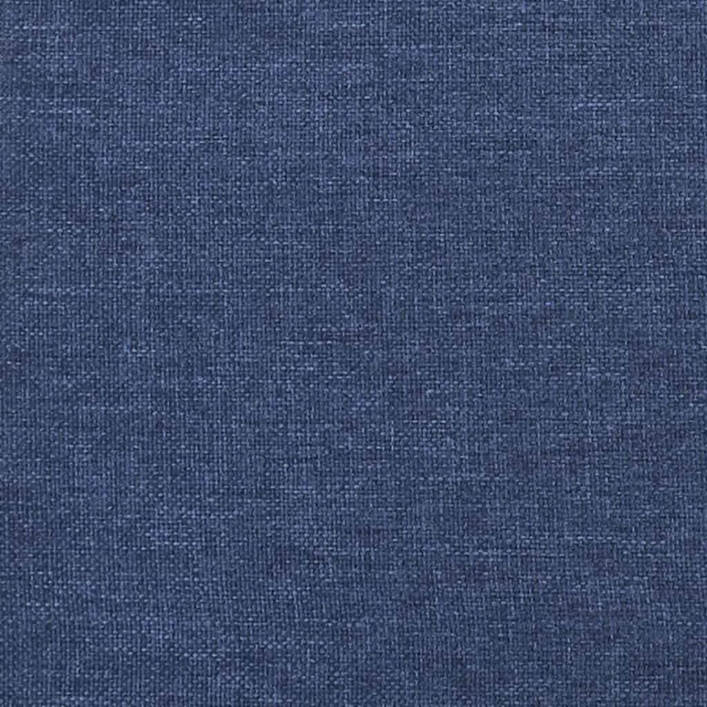 2-seater sofa bed with two blue fabric cushions