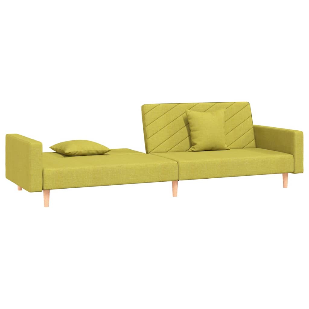 Sofá-cama 2 lugares com duas almofadas tecido verde