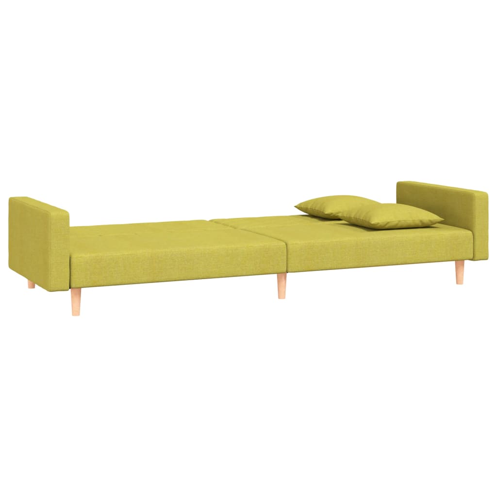 Sofá-cama 2 lugares com duas almofadas tecido verde