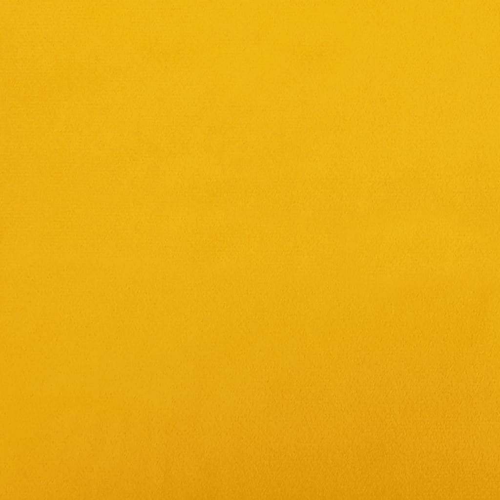 2-seater sofa bed with two yellow velvet cushions